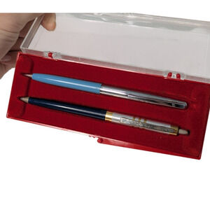 Vintage Sheaffer Snorkel Blue Chrome Mechanical Pencil and Hudson Pen Untested